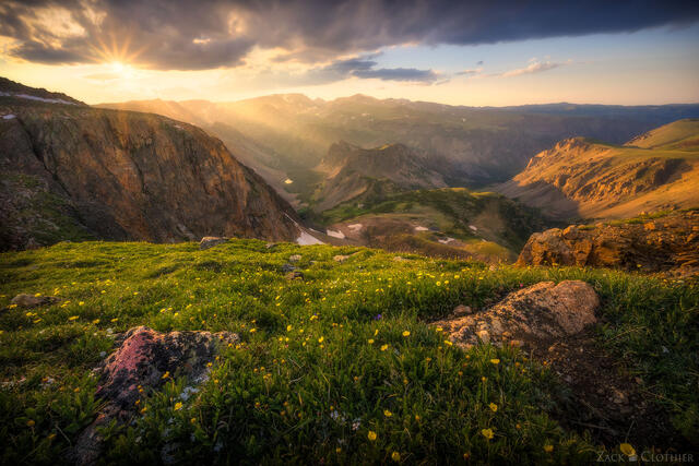 Summer sunset over the Beartooth Mountains, Wyoming