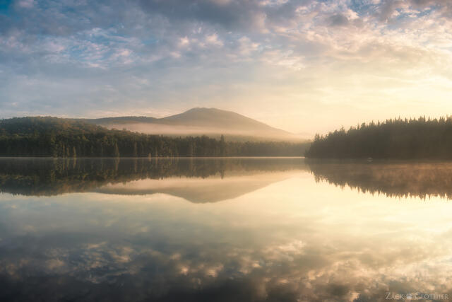 Moose Pond and Santanoni Peak in the Adirondack Mountains at sunrise, Adirondack State Park, New York