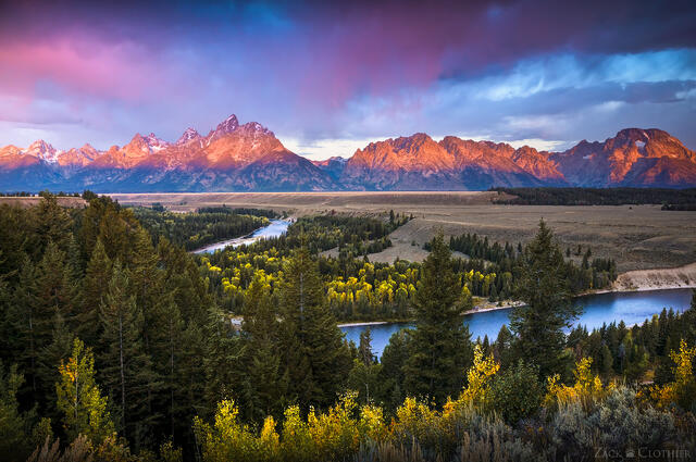 Alpenglow on the Teton Range in Grand Teton National Park, Wyoming