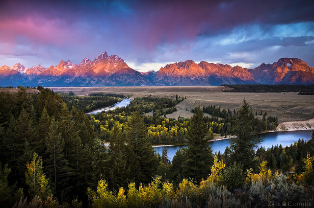 Alpenglow on the Teton Range in Grand Teton National Park, Wyoming