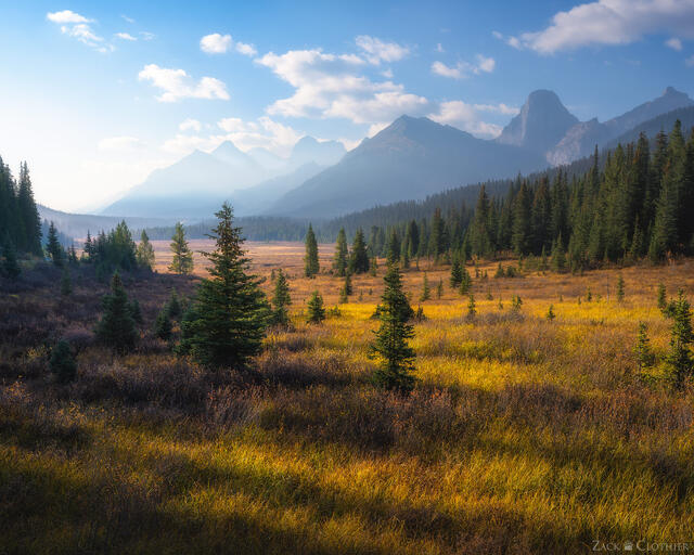 The mountains of Kananaskis Country on a beautiful autumn morning in the Canadian Rockies