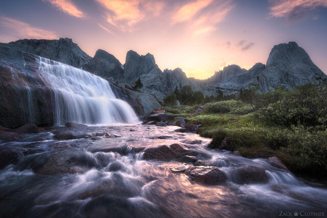 Cirque of the Towers waterfall, Wind River Range, Wyoming