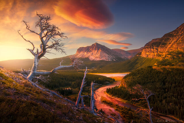 Many Glacier Valley sunrise, Glacier National Park, Montana