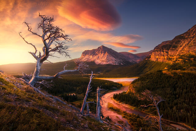 Many Glacier Valley sunrise, Glacier National Park, Montana