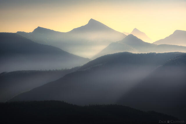 Mountain layers at dawn, Great Bear Wilderness, Montana