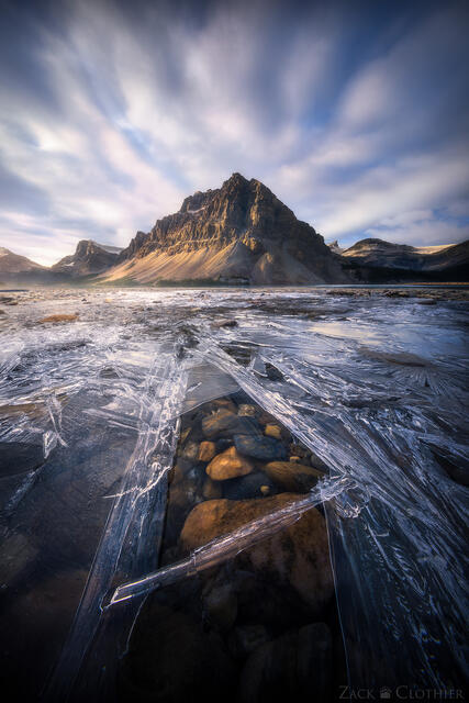 Seasons changing on Bow Lake, Banff National Park, Alberta Canada