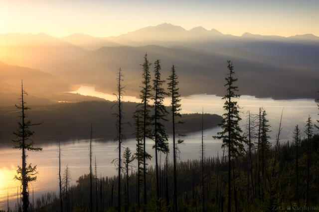 Great Northern Mountain and Flathead Range at dawn, northwestern Montana