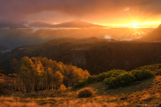 Autumn sunset over San Juan Mountains, Uncompahgre National Forest, Colorado