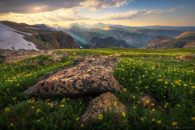 Summer sunset over Beartooth Mountains, Beartooth Highway, Wyoming