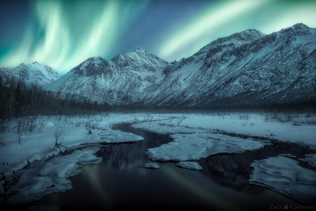 Auroras over the Chugach Mountains, Eagle River, Alaska