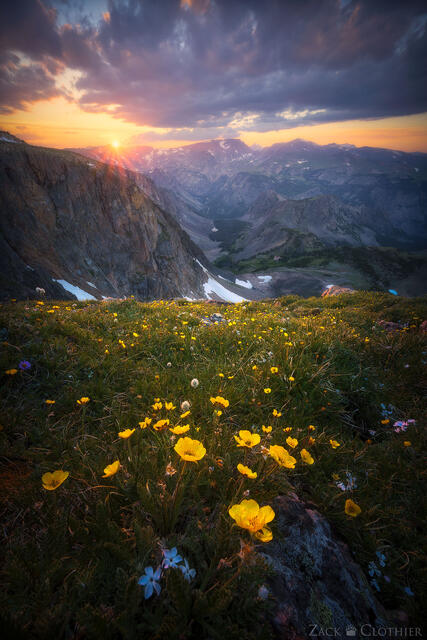 Beartooth Mountains summer sunset, Beartooth Highway, Wyoming