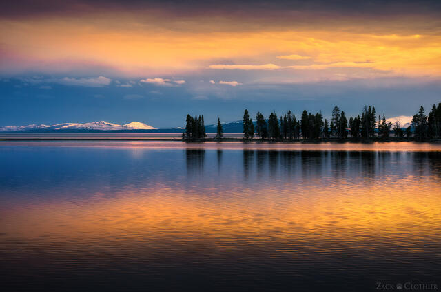 Yellowstone Lake at sunset, Yellowstone National Park, Wyoming
