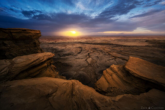 The badlands of Utah from the moon overlook at sunrise, Hanksville, Utah