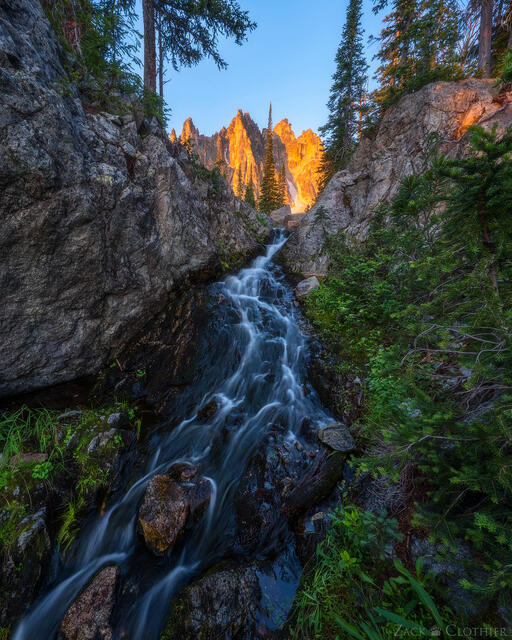 Secret waterfall in the mountains, Sawtooth Wilderness, Idaho