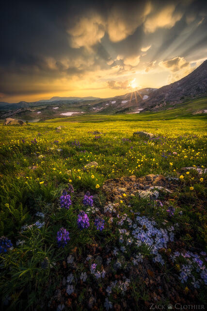 Mammatus clouds and storm light over Beartooth Mountains, Wyoming