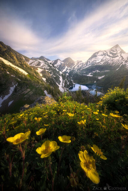 Mission Mountains at sunset, Mission Mountains Wilderness, Montana