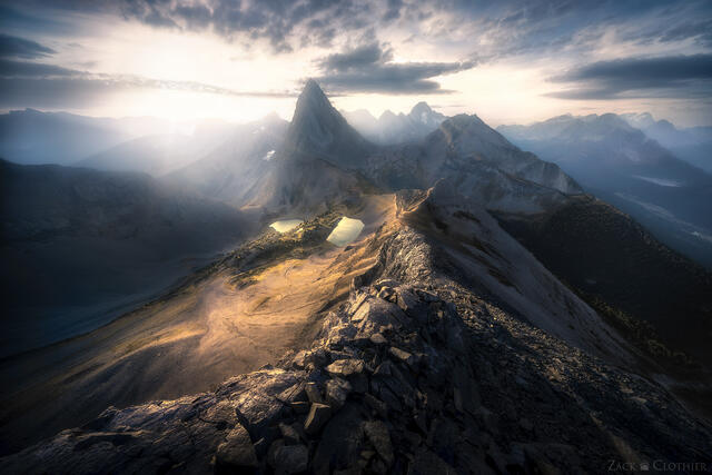 Mount Birdwood and the Canadian Rockies at sunrise, Kananaskis Country, Alberta Canada