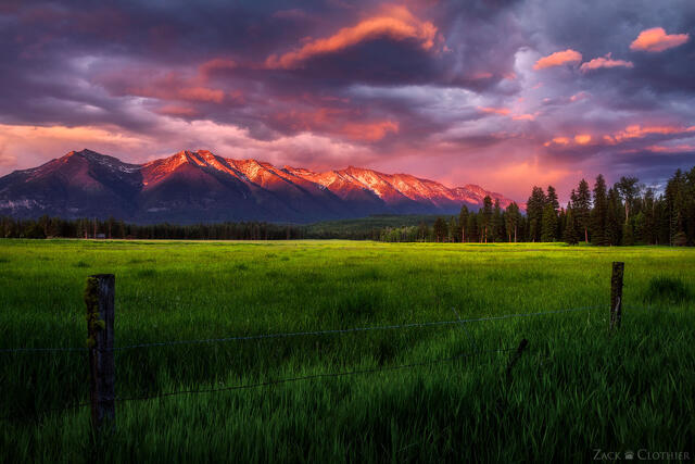 Swan Mountains spring sunset, Seeley-Swan Valley, Montana