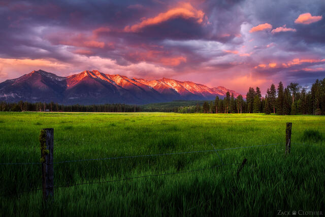 Swan Mountains spring sunset, Seeley-Swan Valley, Montana
