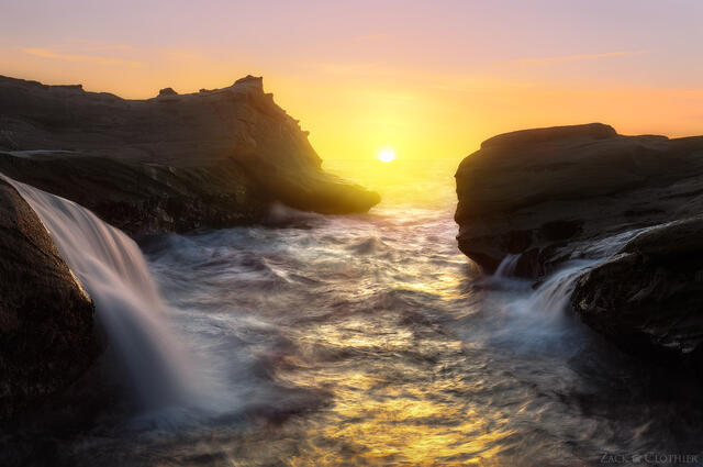 Waves crashing at Cape Kiwanda on the northern Oregon Coast near Pacific City