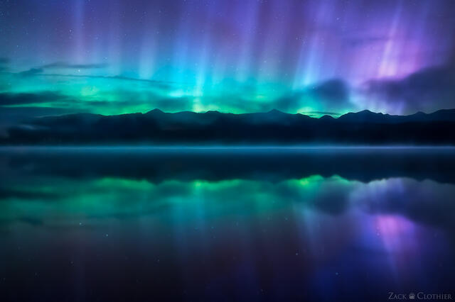 Aurora over Seeley Lake, Seeley-Swan Valley, Montana