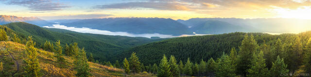 Summer sunset over Hungry Horse Reservoir in Montana's Flathead Valley
