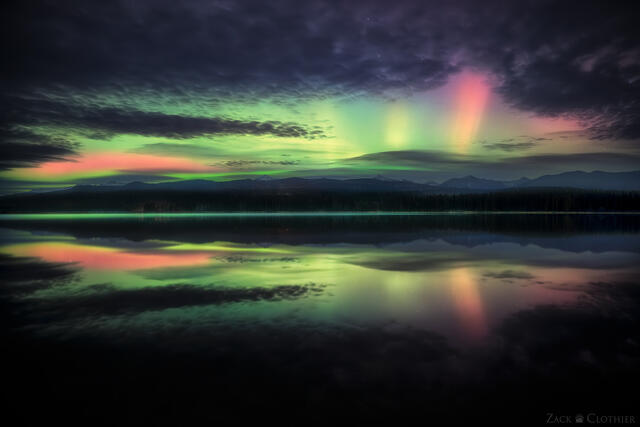 Northern Lights over Seeley Lake, western Montana